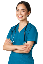 Smiling nurse in scrubs, representing home health and hospice careers at Pacific Home Health and Hospice
